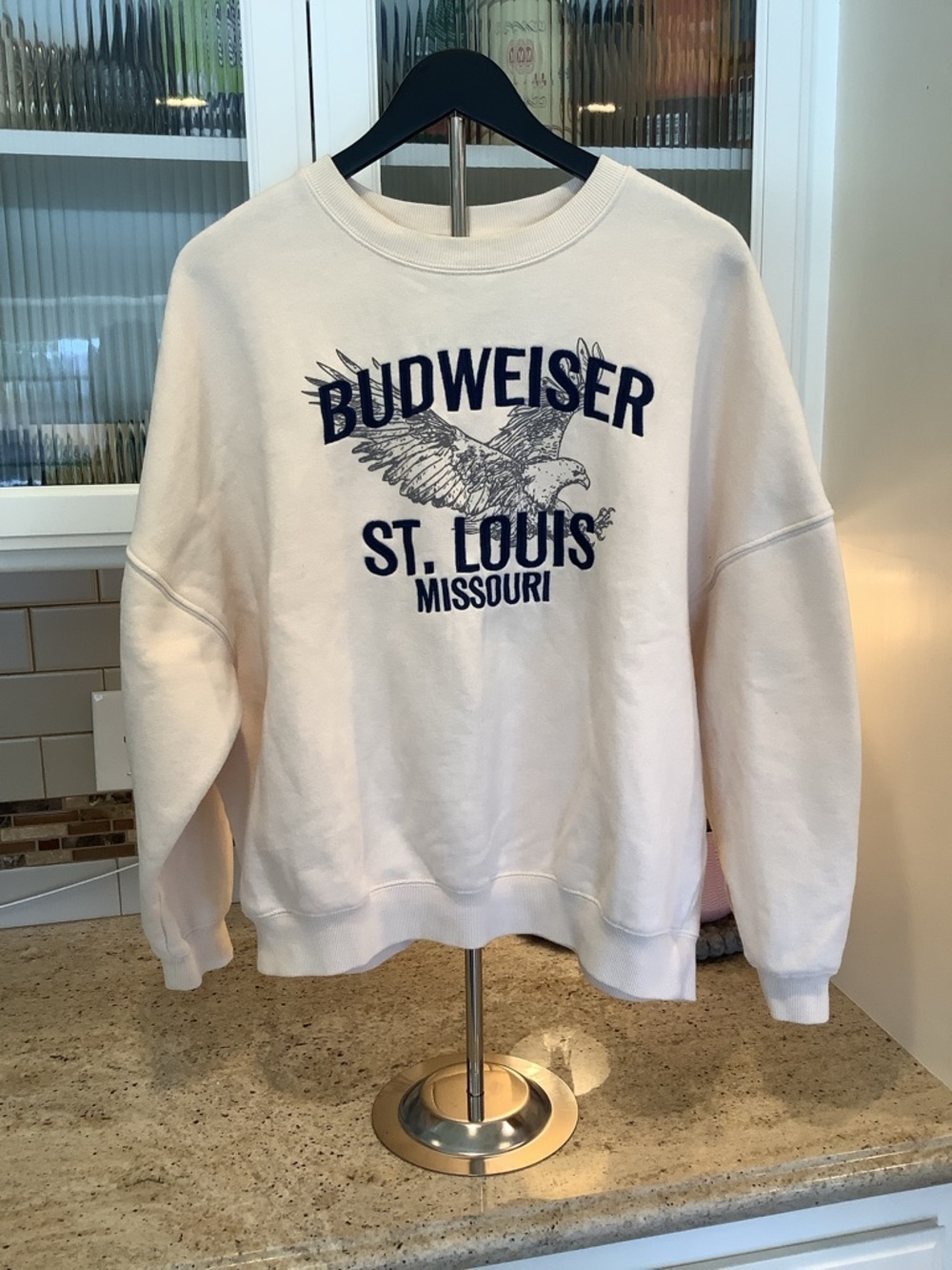 Pacsun Budweiser St. Louis Graphic Crewneck Sweatshirt - White Size Medium